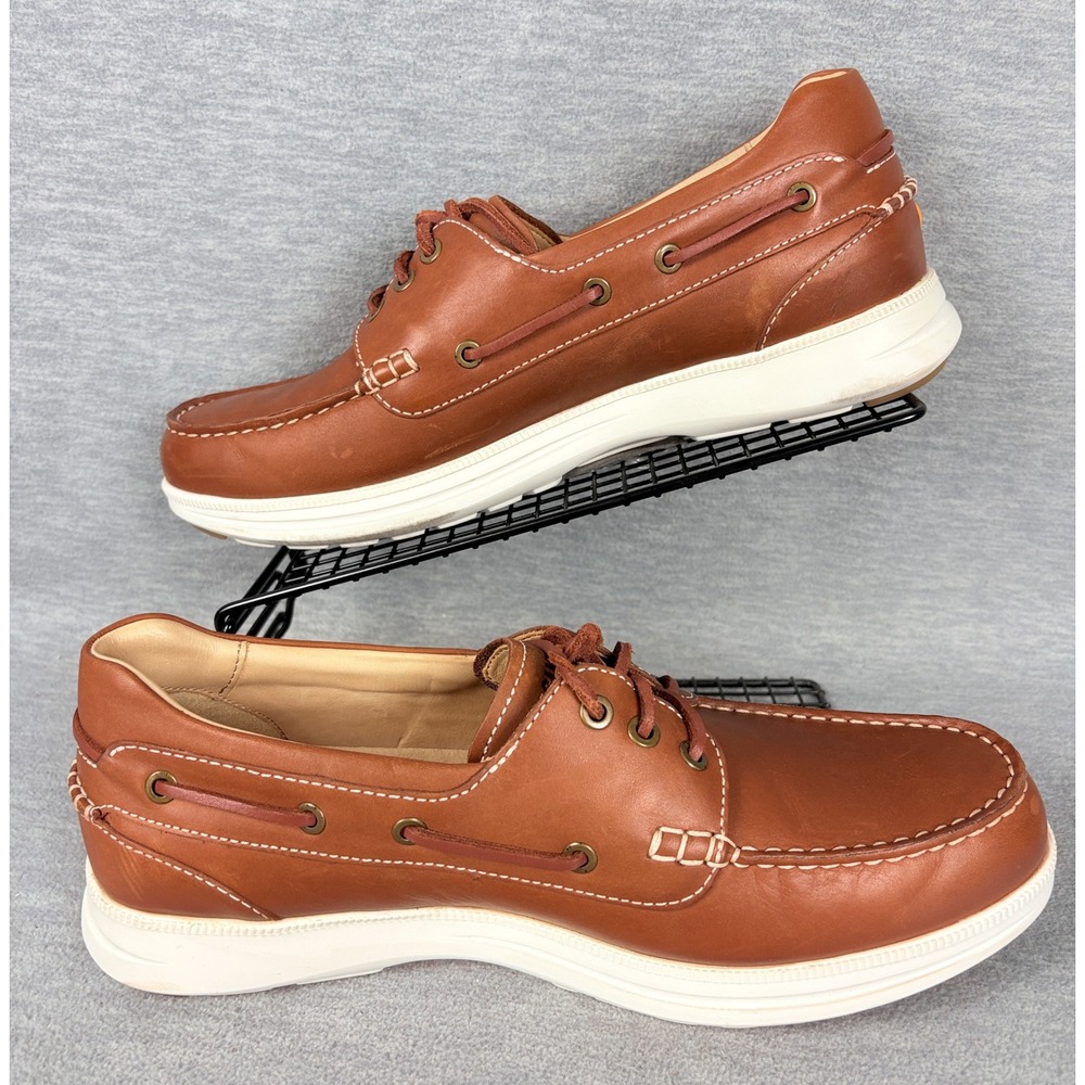 Samuel Hubbard New Endeavor Boat Shoes Mens 11.5 Brown Saddlebag Leather Casual - Picture 2 of 14